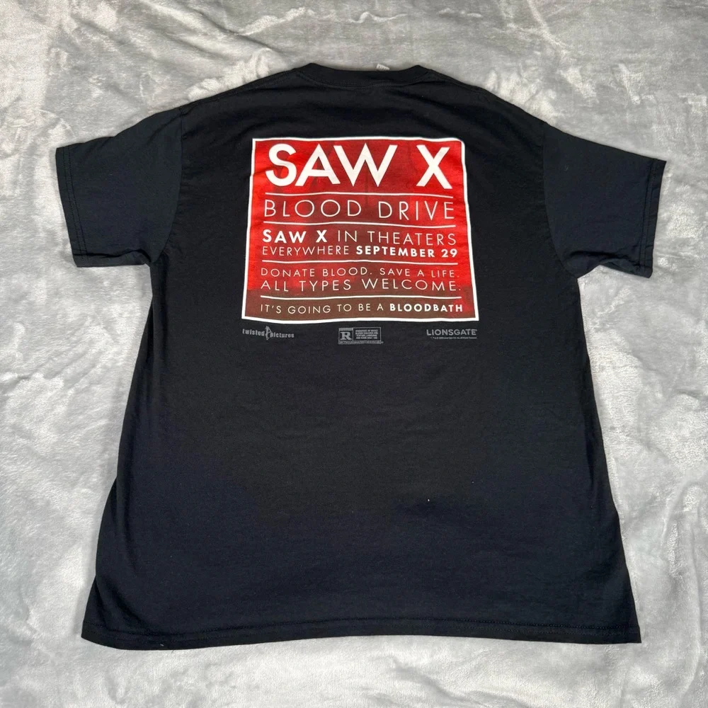 Saw X Movie Promo Blood Drive T Shirt Mens L Horror Nurse Halloween Black 2022 - Picture 4 of 6